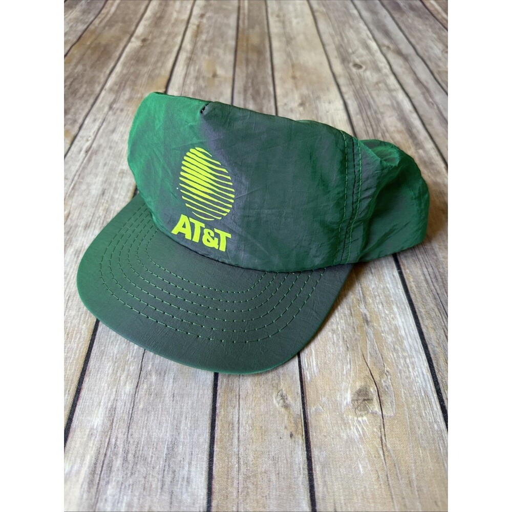 Vintage AT&T Logo Green Snapback Hat Call Before You Dig USA Iridescent
